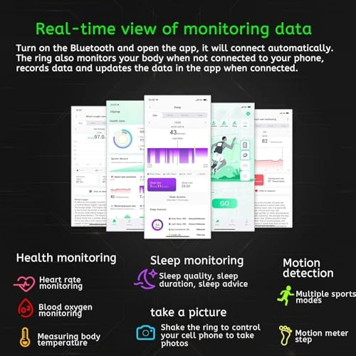 Smart Ring - IP68 Heart Rate + Charging Case - 300 mah battery