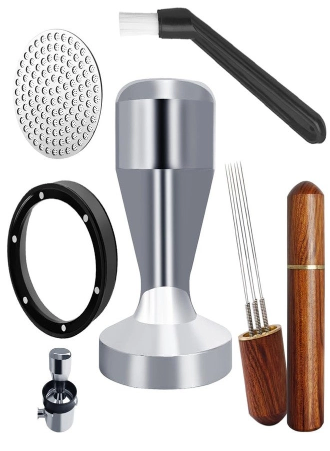 KCJLHGT Espresso Tamper + Coffee Tamper Kit + WDT Tool + Coffee Stirrer + Dosing Funnel + Puck Screen