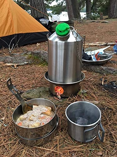 Scout Kettle + Cook Set + Hobo Camp Stove + Camping Cup Set + Plate Set + Pot Support + Carry Bag - 10 1.2 ltr