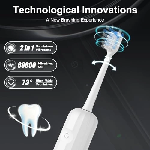 Sonic Electric Toothbrush - 60,000 VPM 73° Oscillation 50+ Days Battery Life