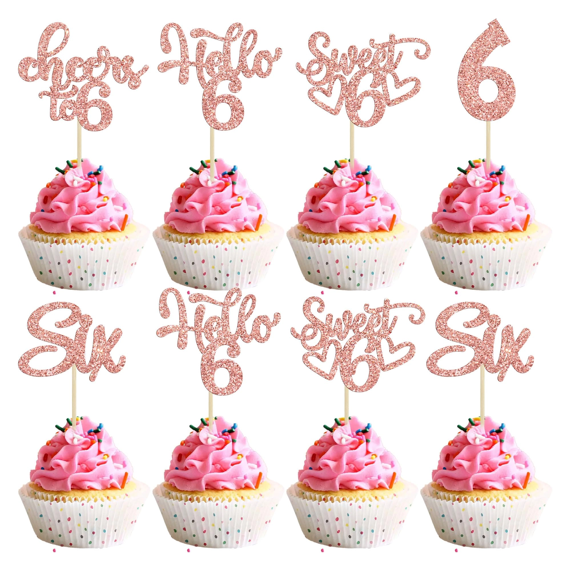 gyufise 6th Birthday Cupcake Toppers - 30Pcs