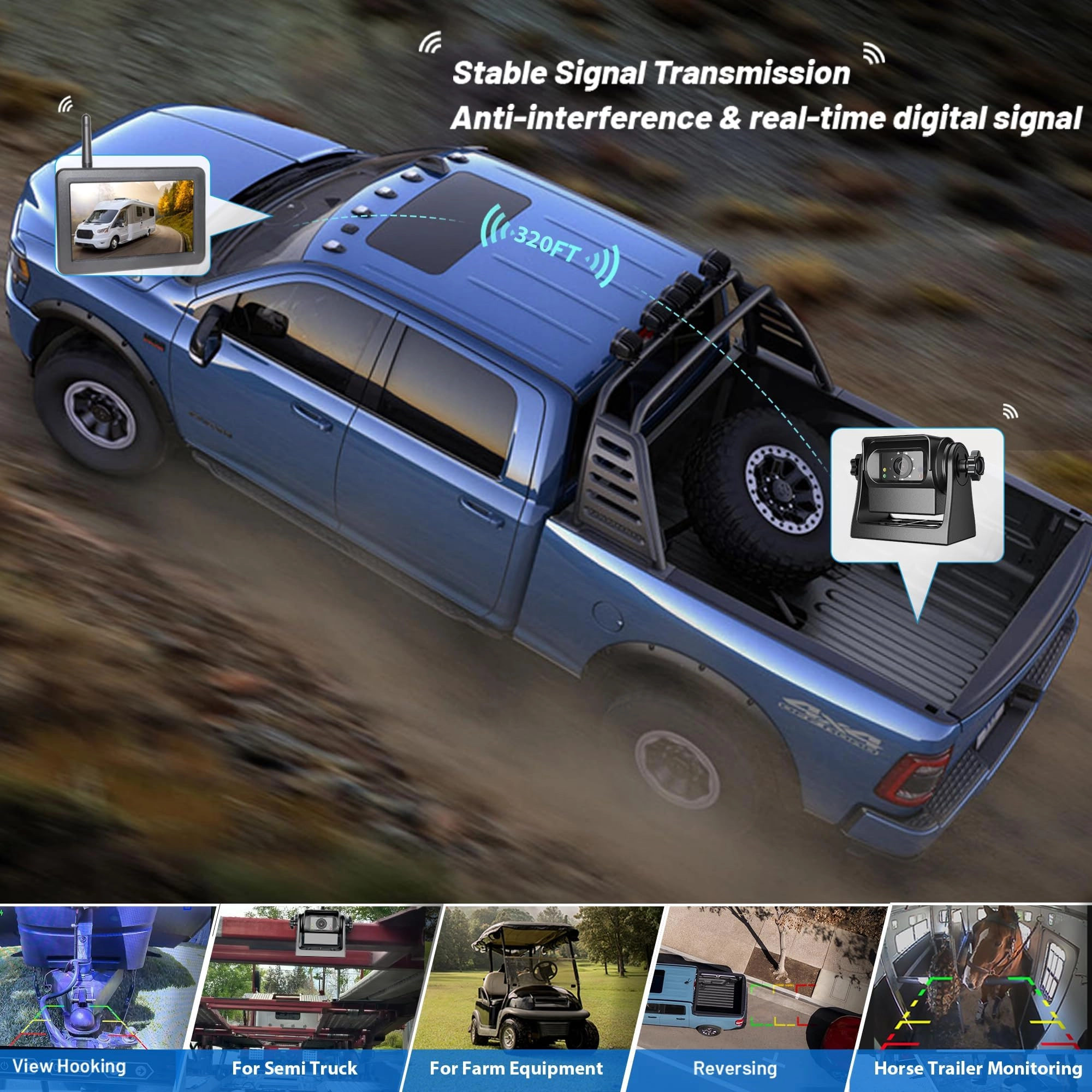 Wireless WiFi Magnetic Hitch Backup Camera - Night Vision 1080P