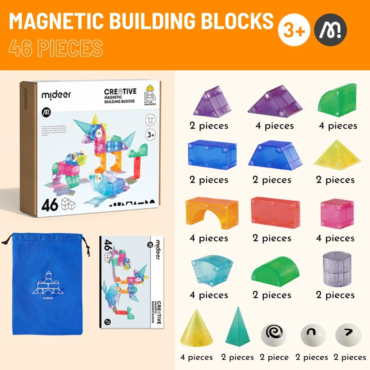 Creative Magnetic Building Blocks - 46 pcs