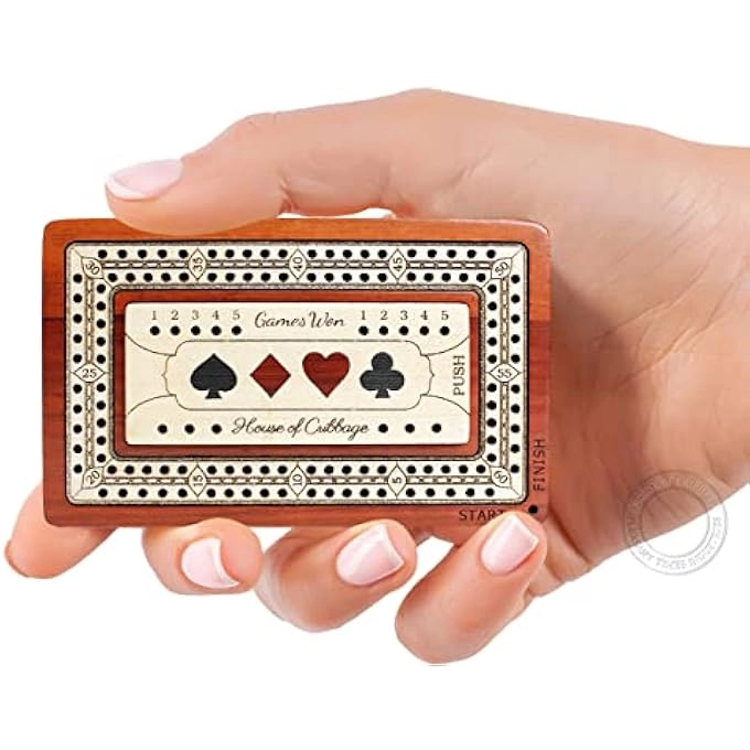 Cribbage Board - 2 Track 60 Points Bloodwood / Maple Wood