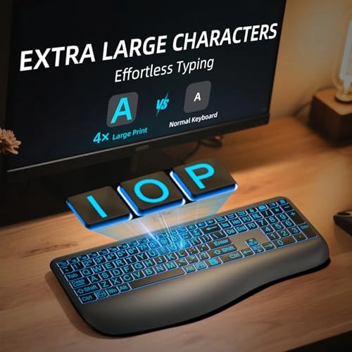 Large Print Backlit Wireless Keyboard - Wireless