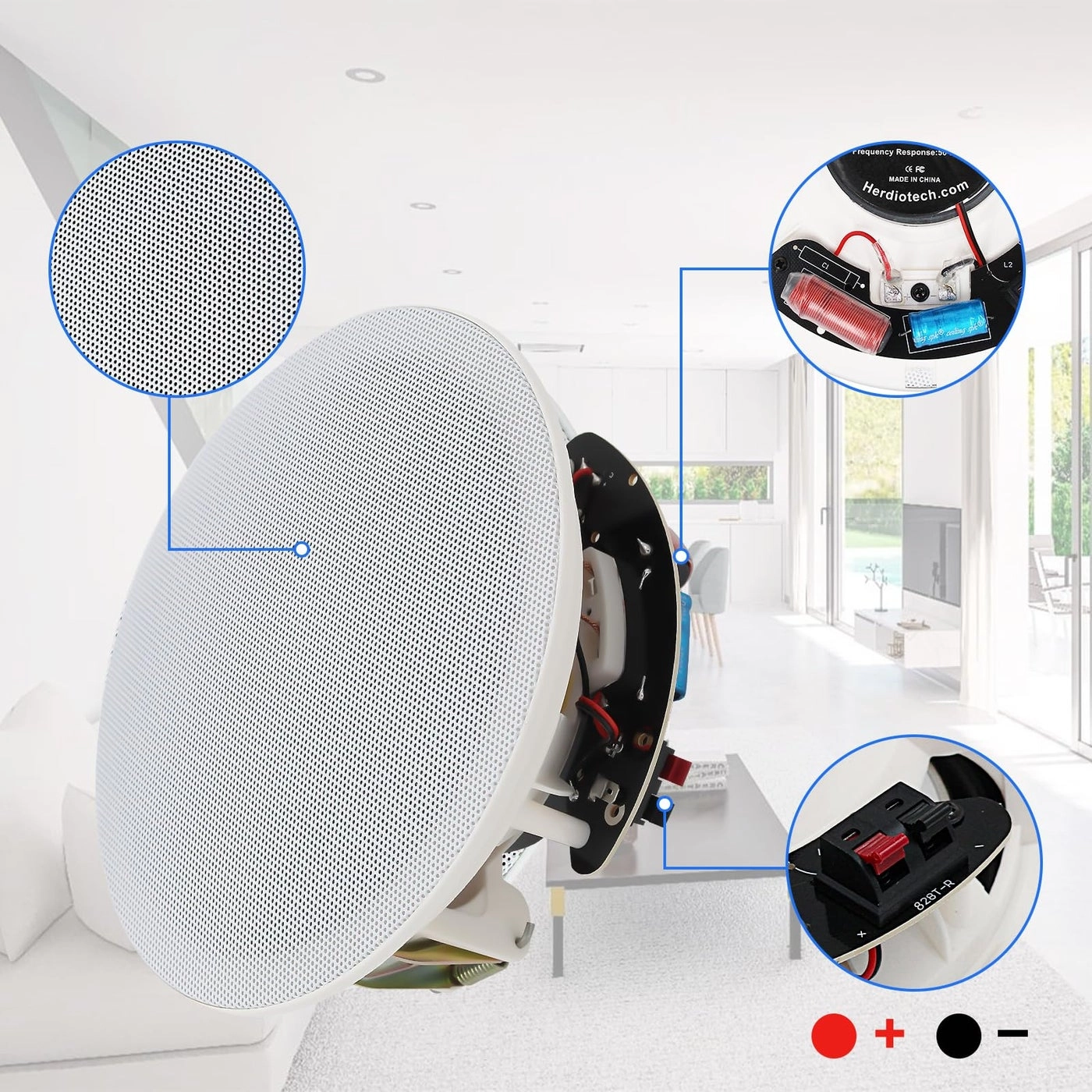 Flush Mount 2 Way Full Range in Wall Bluetooth Ceiling Speakers