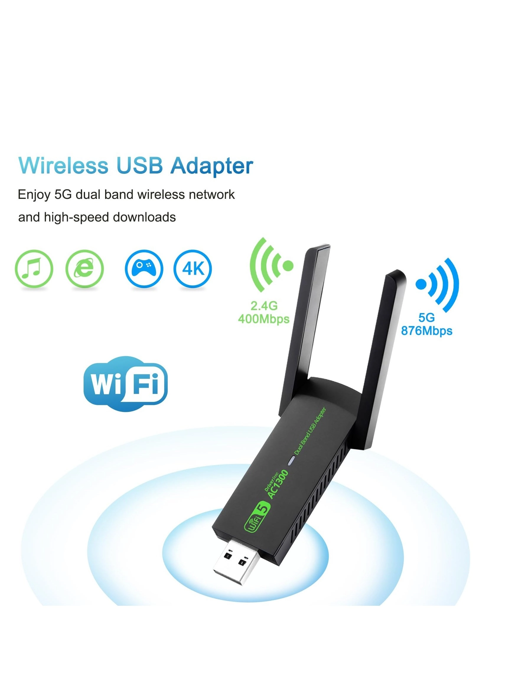 USB WiFi Adapter - 2.4GHz/5GHz