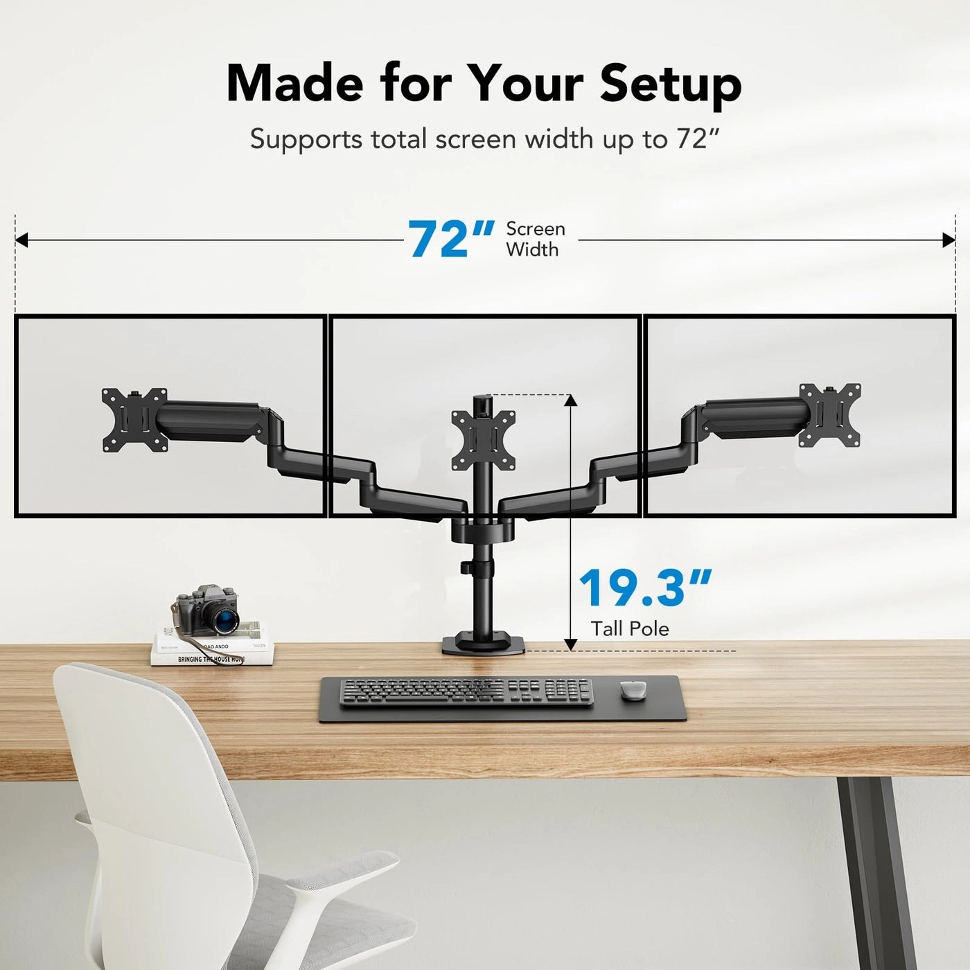Triple Monitor Mount - 13-27 inch VESA 75x75, 100x100mm