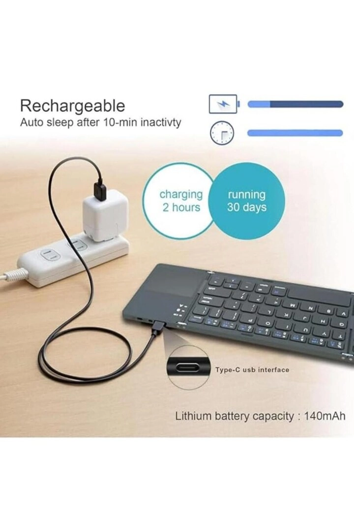 Foldable full-size Bluetooth keyboard