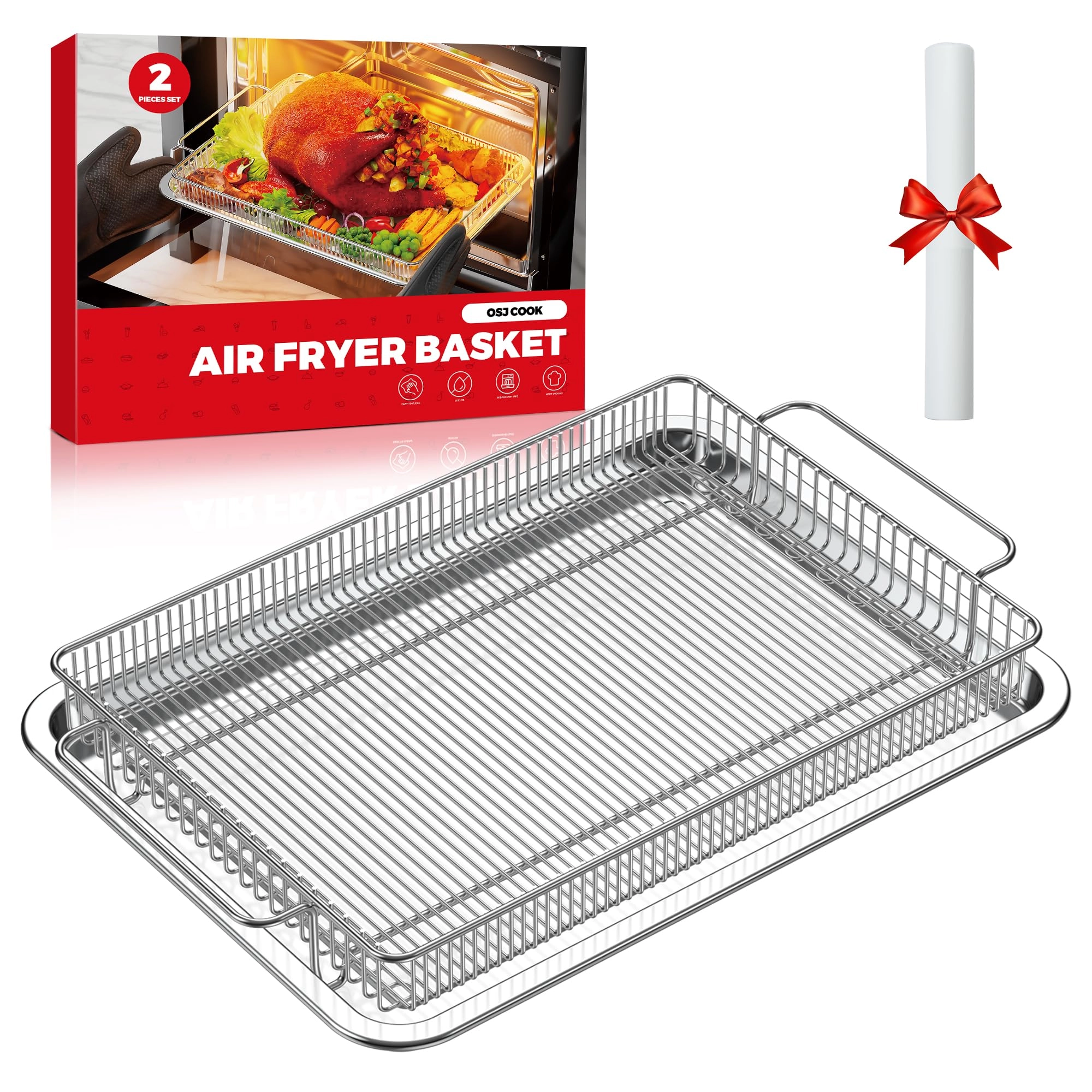 OSJ COOK Air Fryer Basket - 18/8 Stainless Steel 45.99 Count