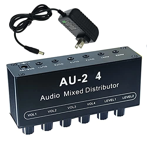 1/8" aux Input Mixing 2 in 4 Channel Headset Box Headphone Amplifier