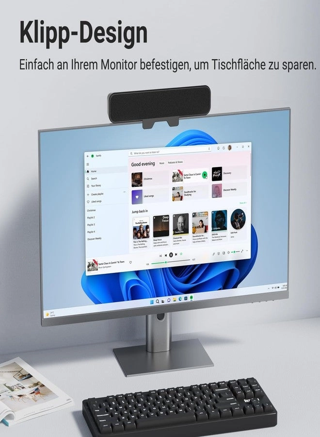 Computer Speakers - USB Plug and Play Clamp to Monitor Wired