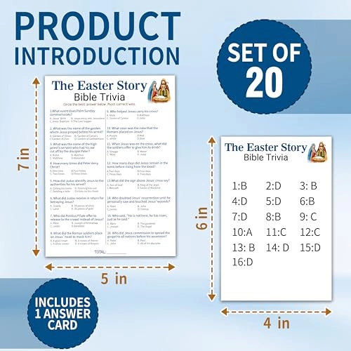 Easter Game Cards - 16 years and up 20 game cards & 1 answer card