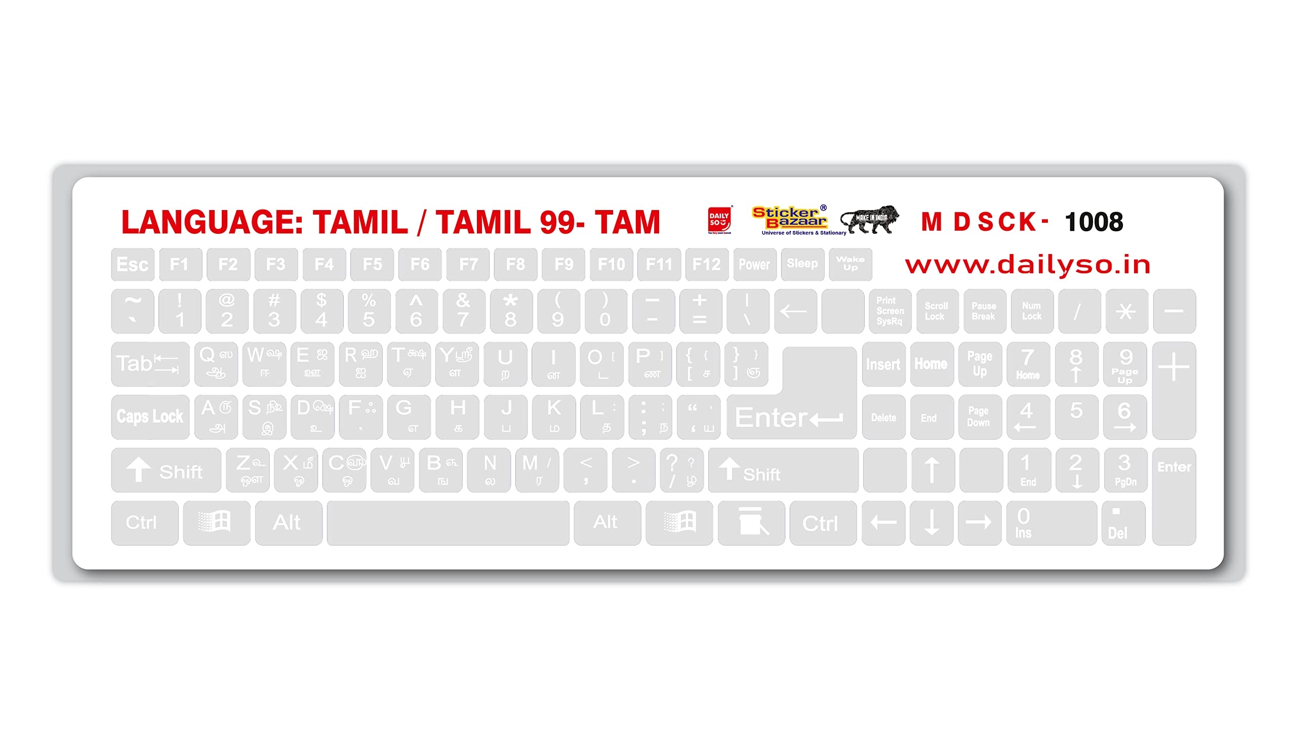 Daily So Tamil/Tamil 99 Keyboard Sticker