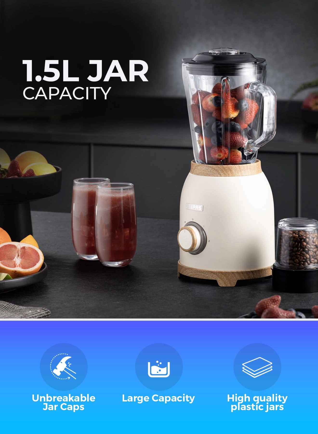 2-in-1 Electric Blender & Grinder - 800W
