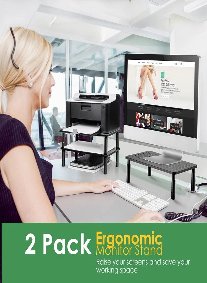 Desktop Riser - 2 Pack 3-Level Height Adjustable