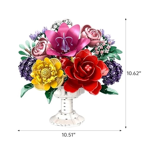 Flower Bouquet Building Blocks Set - White bouquet of roses 1070pcs