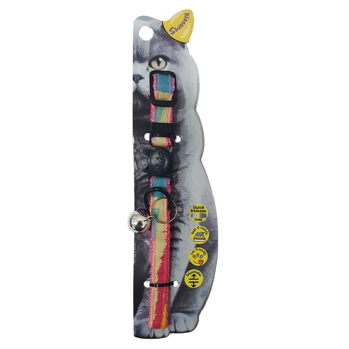 Swooosh Rainbow Cat Nylon Safe Cat Collar - C-10mm 18/28cm cats Pack
