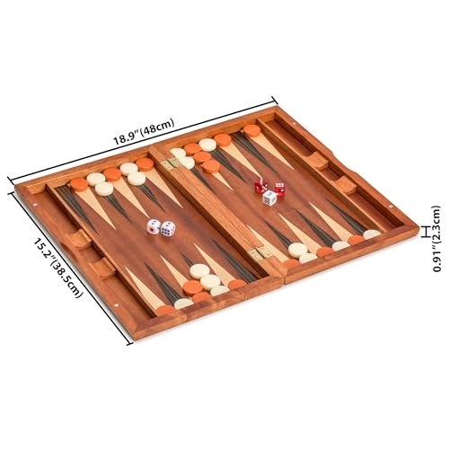 Wood Inlay Backgammon Game Set - Brown Acrylic