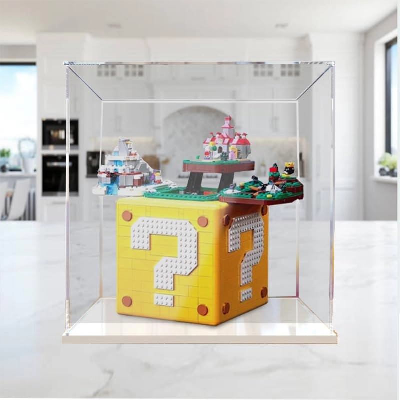 Clear Acrylic Display Case (71395) - White Bottom 15.74x9.84x15.74in.