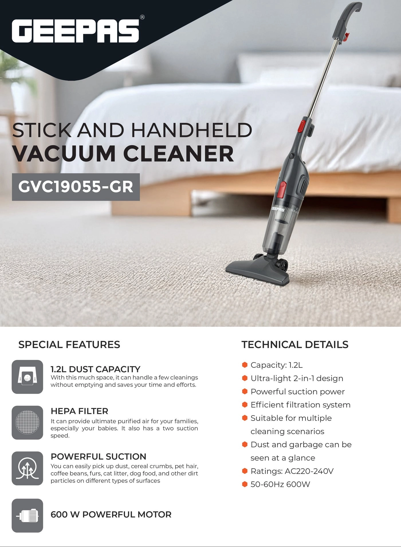 GVC19055-BK - 1.2L 600W