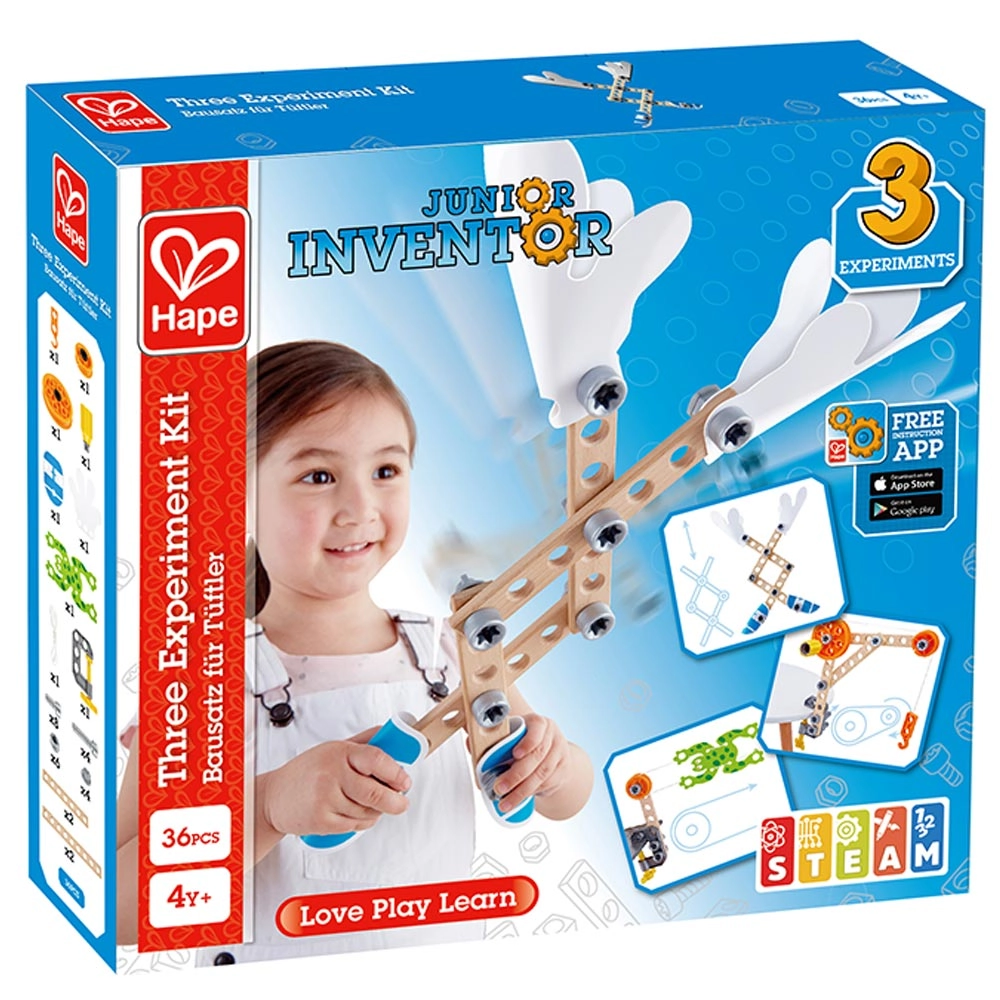 Hape Junior Inventor Three Experiment Science Kit - 4 years+ 36 pieces