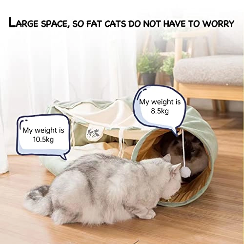 Collapsible Cat Tunnel - 2-in-1 Flannel Green