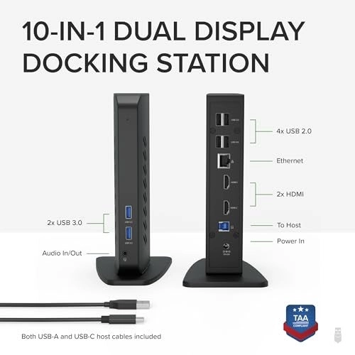 USB 3.0 Universal Laptop Docking Station - UD-3900 Dual HDMI Gigabit Ethernet 6 USB Ports