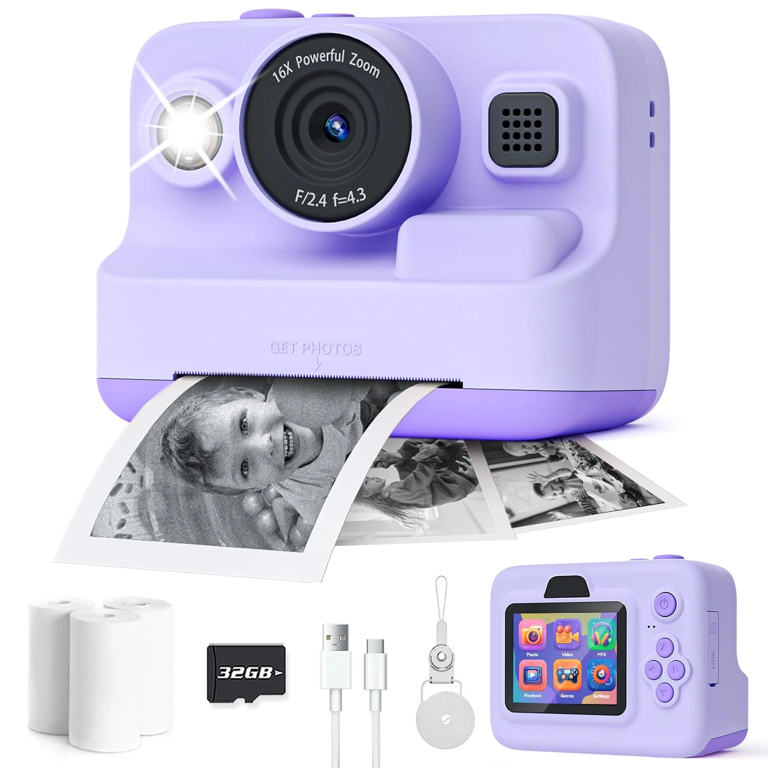 CA-01 - 2.4-inch Screen Instant Print Purple