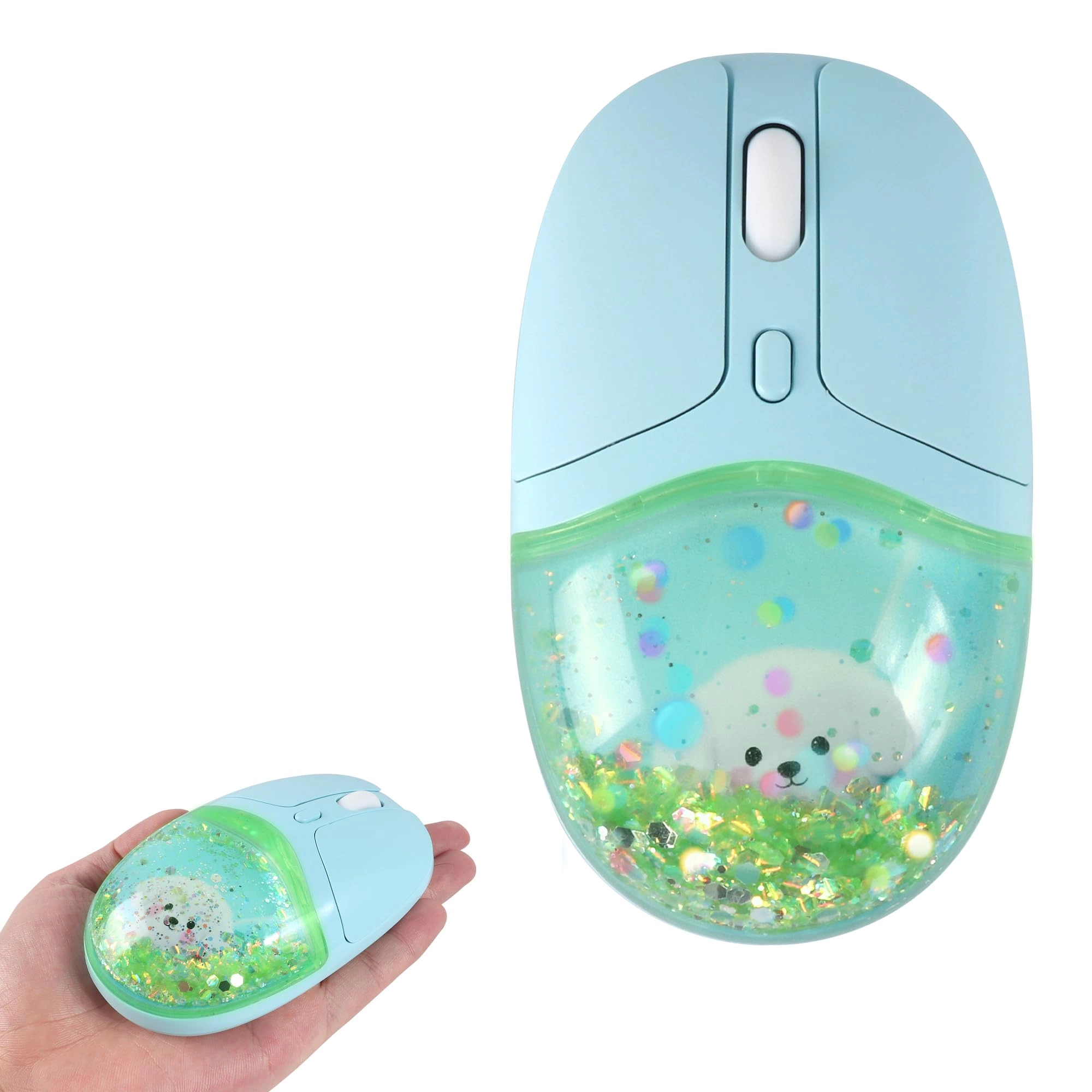 Aqua Mouse with Liquid Quicksand Sequins - Bluetooth USB