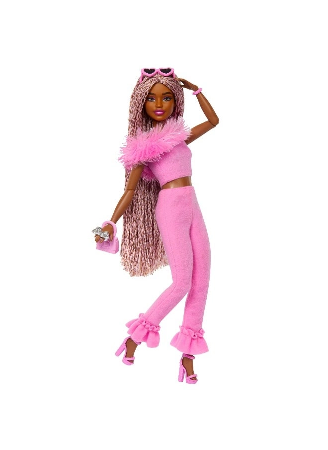 Barbie Deluxe Style Barbiecore Doll - Braided Hair Faux Fur Neck Top Ages 4+