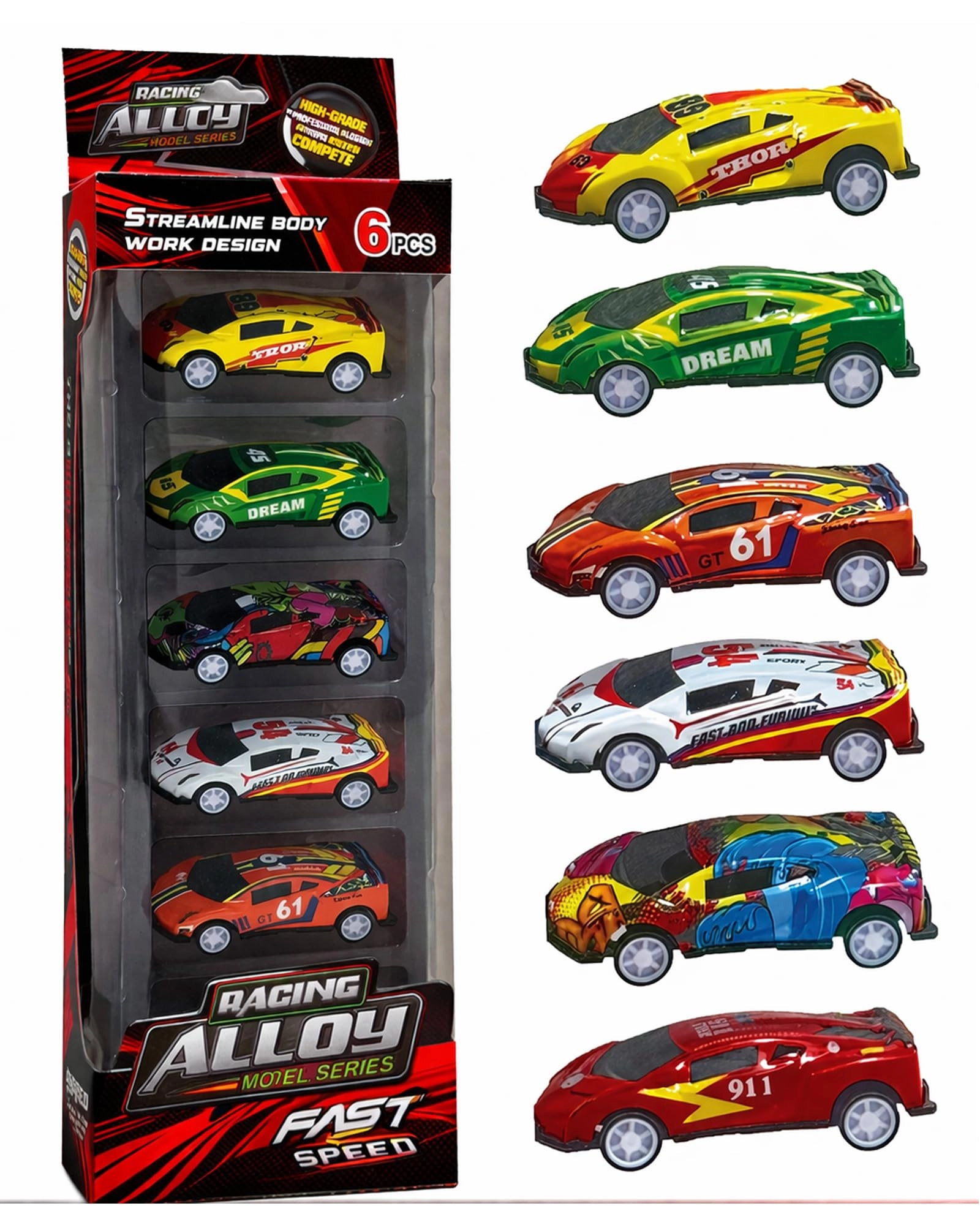 Racing Alloy Model Series - 1:64 Scale 6 Count