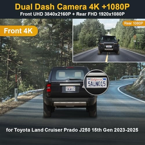 4K Front and 1080P Rear - 2160P X 1080P for Toyota Prado 2024-2025 J250 (15th Gen)