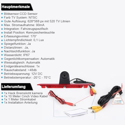 Brake Light Reversing Camera - Night vision 520 TV lines