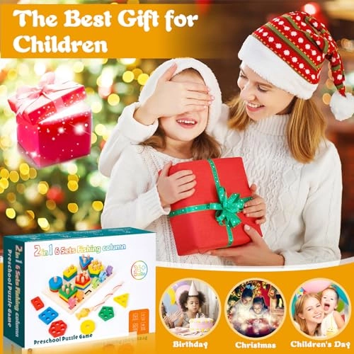 Wooden Sorting & Stacking Toy - 12 months - 3 years 24 pieces