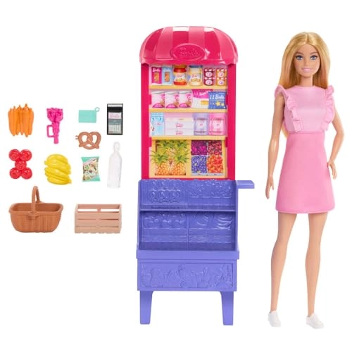 Malibu Fashion Doll + Teresa Fashion Doll + Market Playset - 11 Accessories Ages 3+