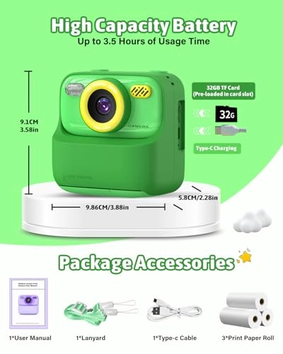 Kids Camera - Instant Print Thermal 48MP