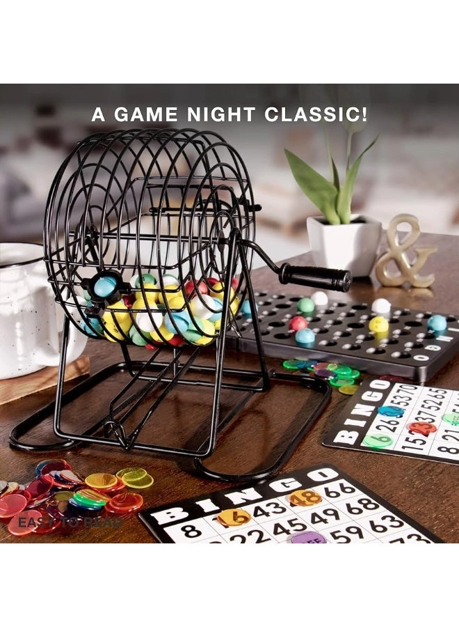 Deluxe Bingo Game - 50 Premium Cards 300 Vibrant Chips 75 Calling Balls