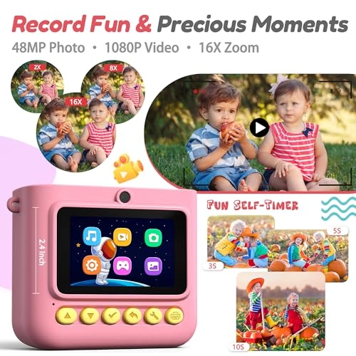 Instant Print Camera - Selfie Video Recording USB charging