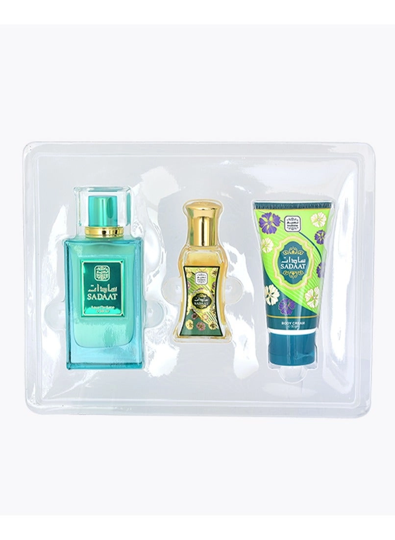 SADAAT Eau de Parfum - 70 - 99 ml + Roll-on Perfume Oil + Body Cream
