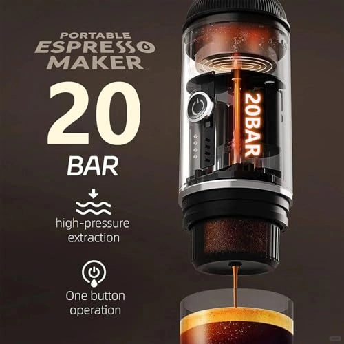 Portable Espresso Machine - 20-Bar 7500mAh USB-C