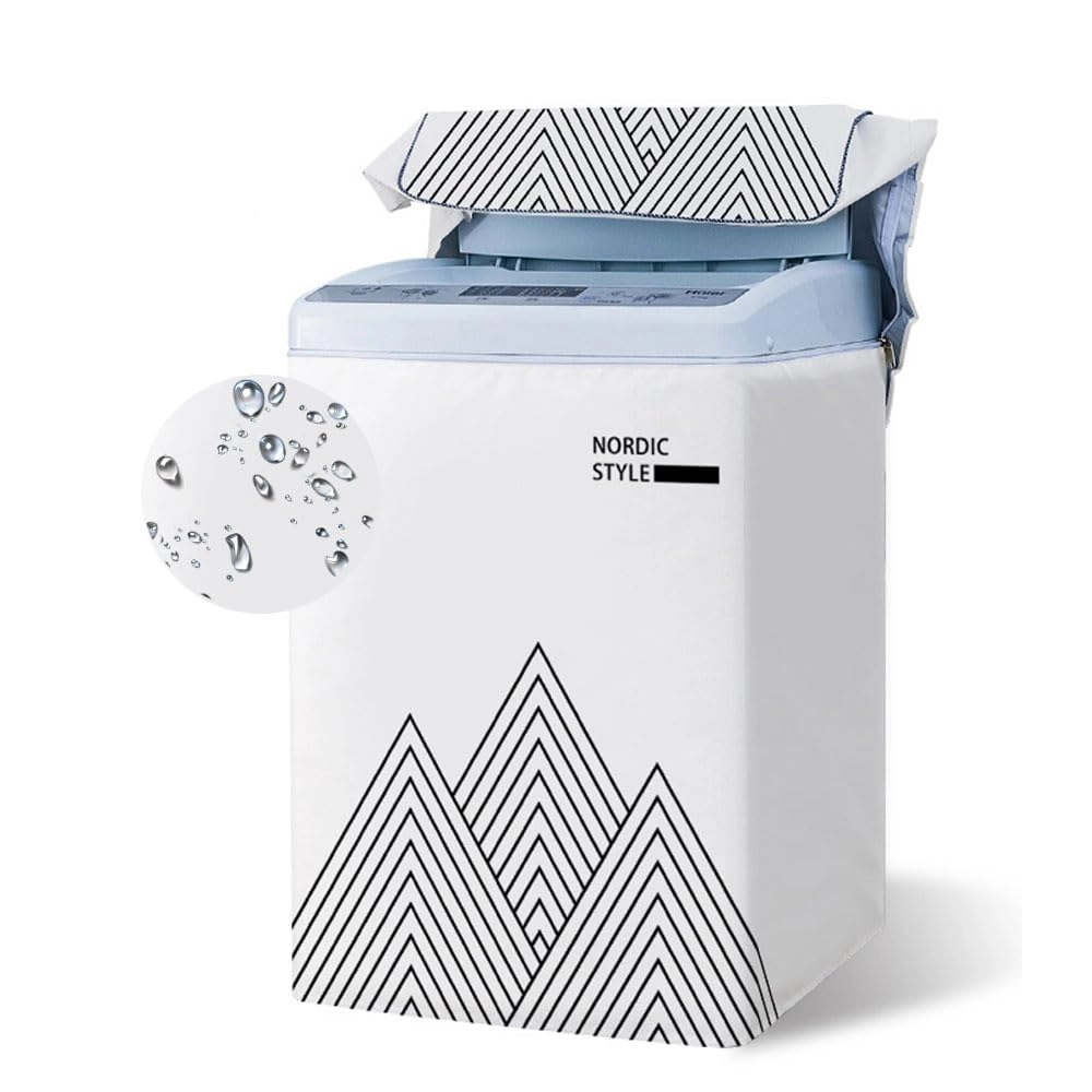 Odot Washing Machine Dust Cover - White Plaid S (4.5-5.5kg)