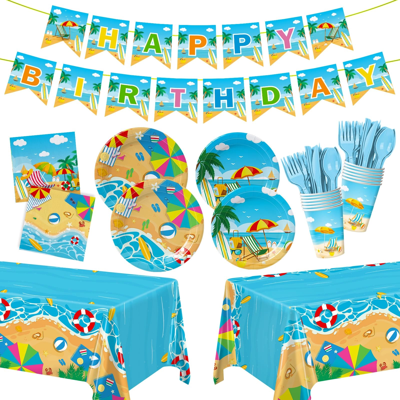 xienbloc Summer Beach Party Supplies - 171pcs Birthday
