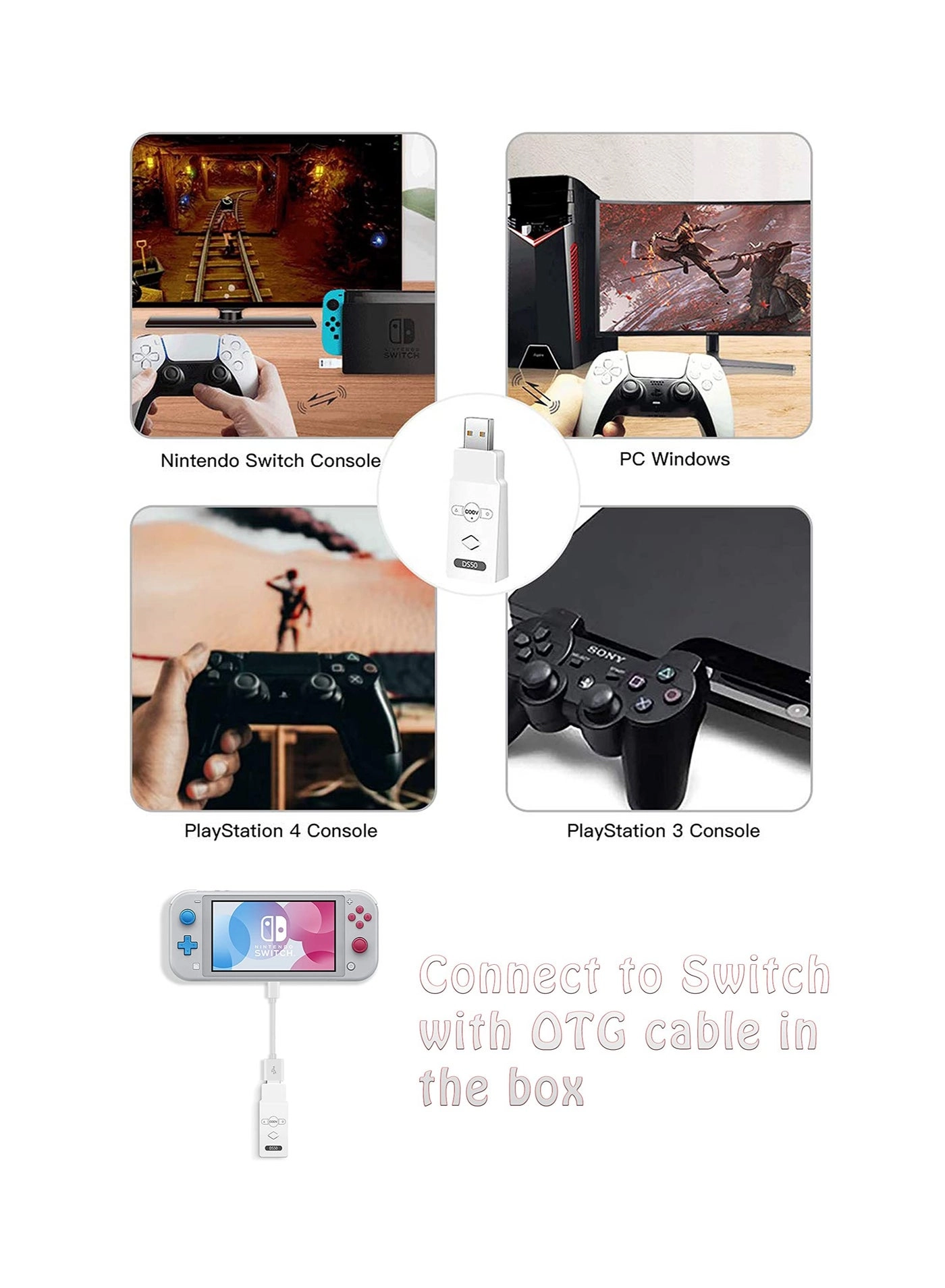 Wireless Controller Adapter - Bluetooth Xbox Series X/S Xbox One PS5 PS4 Switch Windows 11 & 10 PC