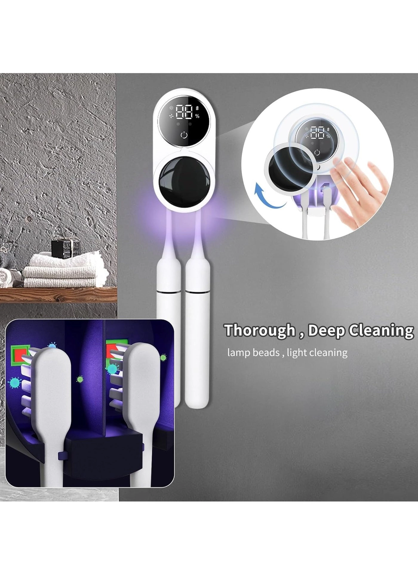 Toothbrush Cleaner - two separate slots Wall Mounted