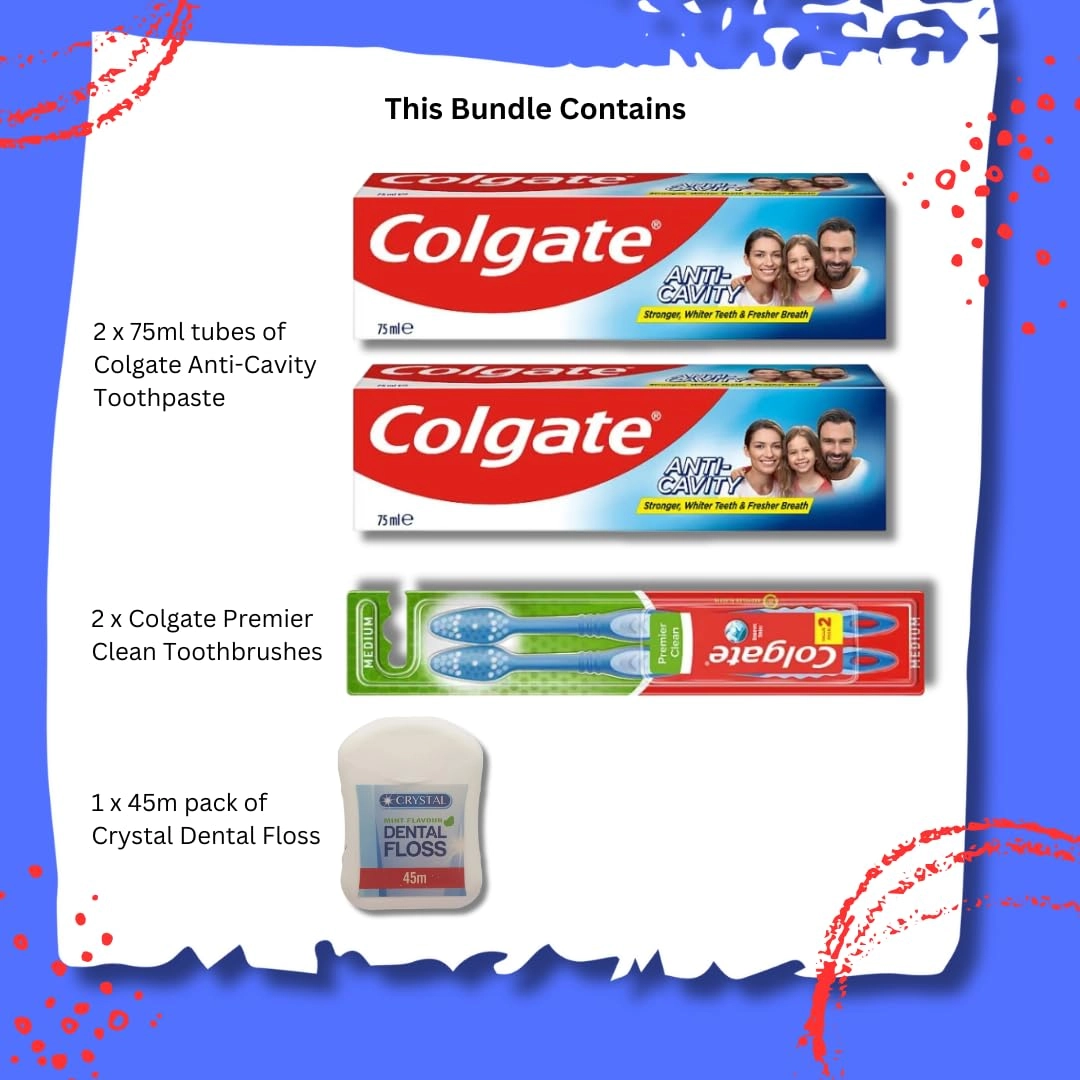 Anti-Cavity Toothpaste - 150.0 millilitre Adult Paste + Premier Clean Toothbrush + Crystal Mint Flavoured Dental Floss