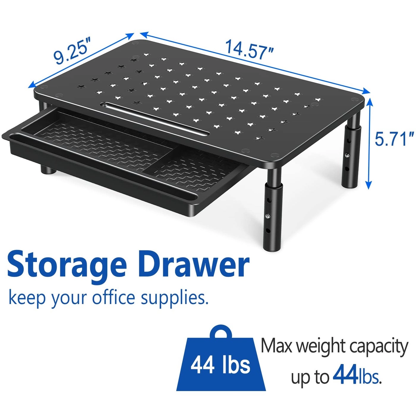 Monitor Stand Riser - Metal Drawer 3 Height Adjustable Phone Holder Pack