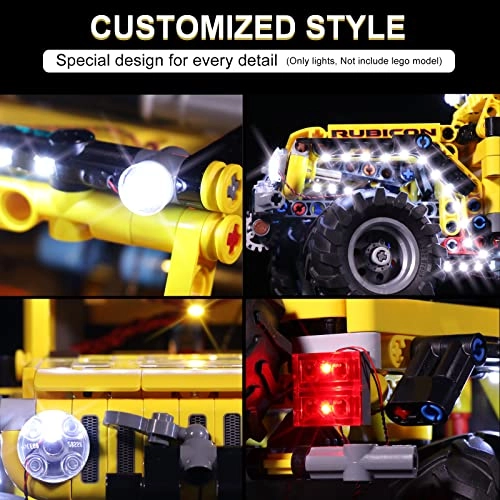 LED Light Kit for Lego Jeep Wrangler - Compatible with Lego 42122 Remote Control Version