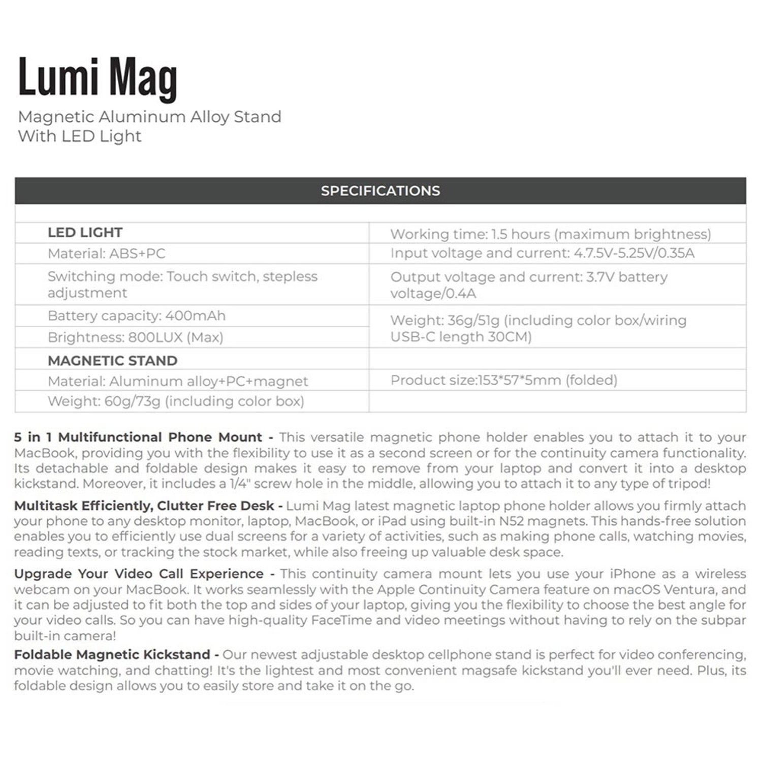 Lumi Mag - Stand Grey 30 cm