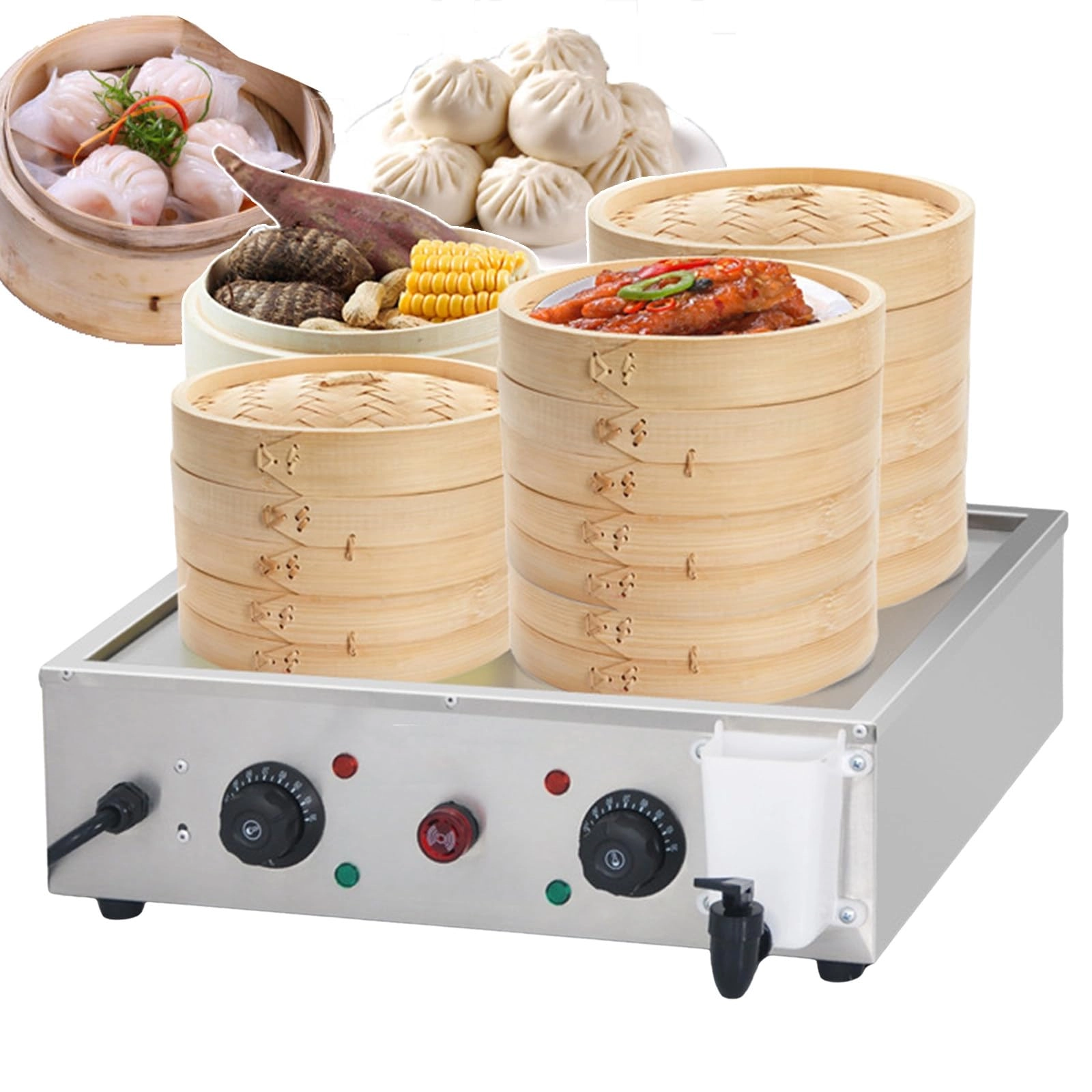 SDFhNest Electric Steamer - 2/4/6-Hole Commercial 30~110°C